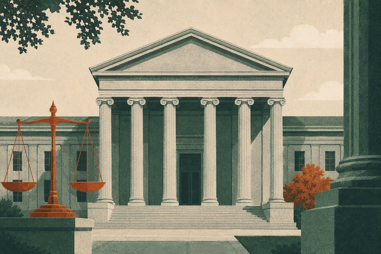 calm courthouse facade - illustration, Jake Team LLC