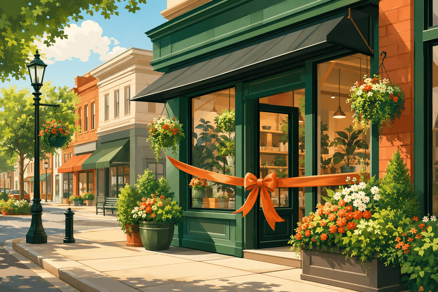 downtown business opening - illustration, Jake Team LLC