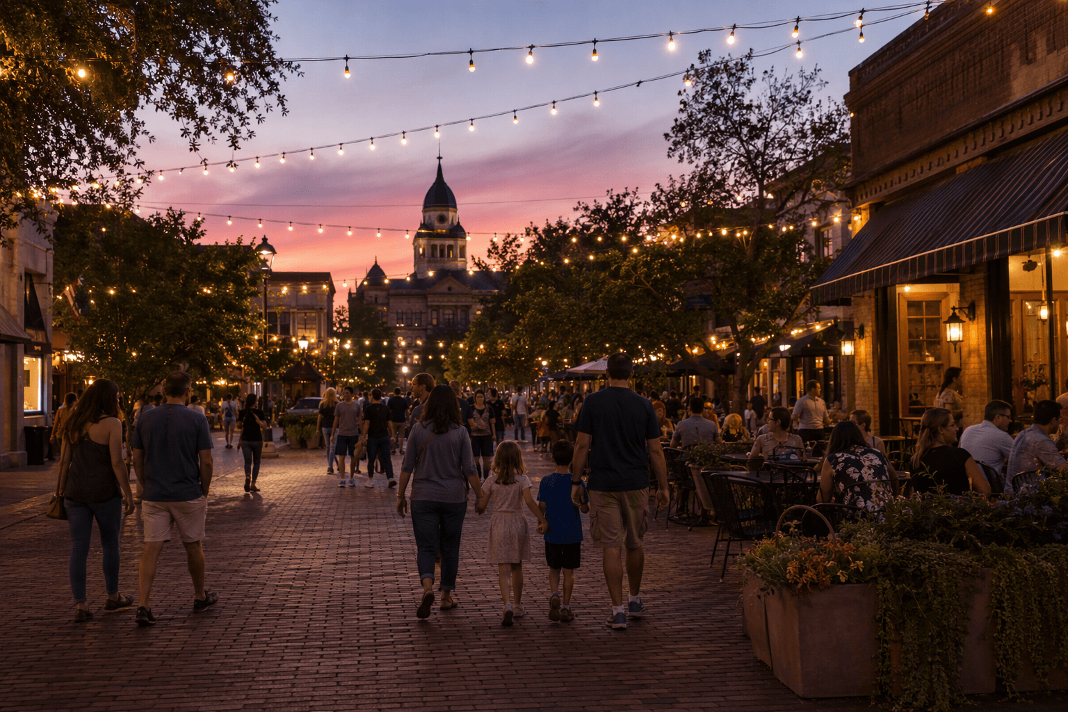downtown festival evening - illustration, Jake Team LLC