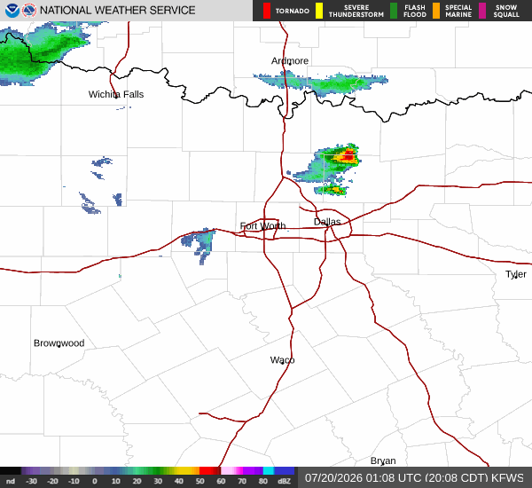 National Weather Service radar for North Texas (KFWS)